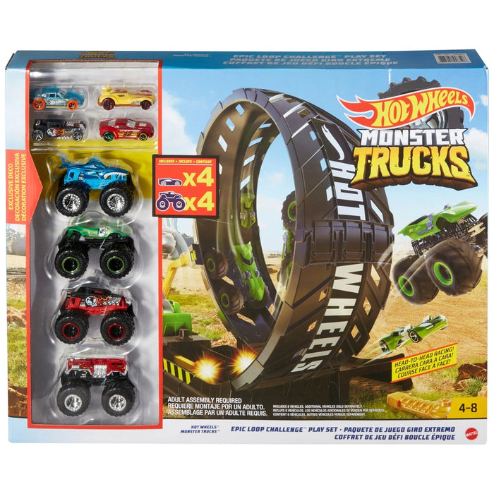 Hot Wheels Monster Trucks Epic Loop Challenge Playset with 8 Diecast Cars