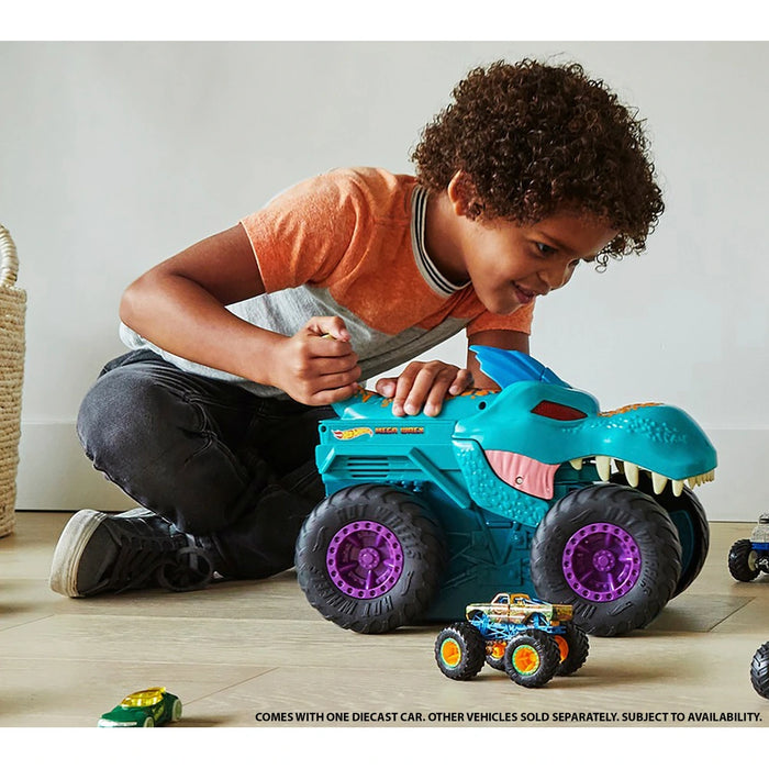 Hot Wheels Monster Trucks Car Chompin' Mega Wrex with Diecast Car 1:64 Scale