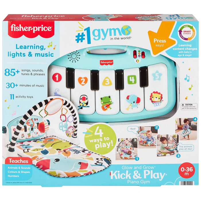 Fisher-Price Glow and Grow Kick & Play Piano Baby Gym Blue