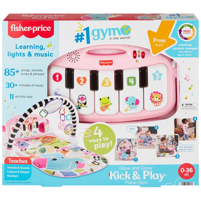 Fisher-Price Glow and Grow Kick & Play Piano Baby Gym Pink